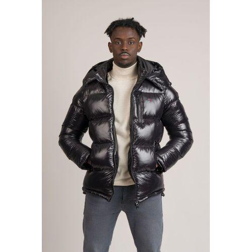 Slimfit Dik Yaka Çıkartılabilir Kapşonlu Astarlı Parlak Şişme Mont