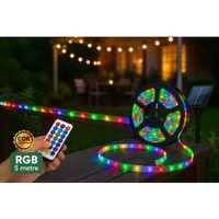 Güneş Enerjili RGB 5 Metre Şerit LED Kamp ve Bahçe Aydınlatması