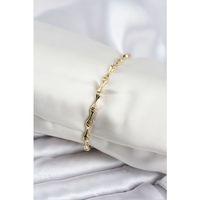 Pirinç Gold Renk VIP Seri İnce Kemik Model Zirkon Taşlı Kadın Bileklik