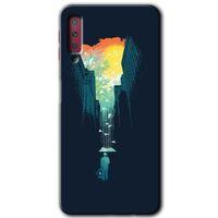 Potkal Hediye Fabrikası Samsung Galaxy A7 2018 Kılıf HD Desen Baskılı Arka Kapak - City Bird Sky