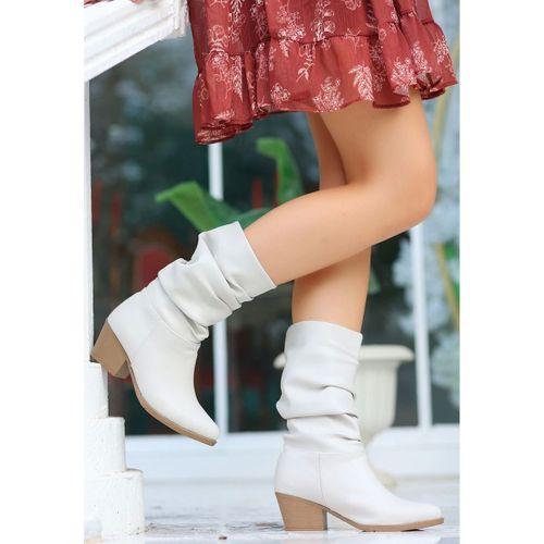 Yior Bej Cilt Topuklu Bot