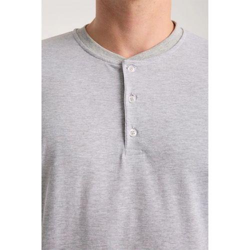 Erkek Gri Düğmeli Yaka Kısa Kol Pijama Takımı