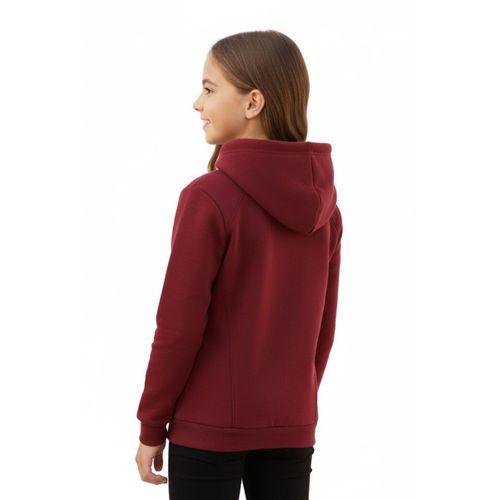 Kız Çocuk Bordo Kapüşonlu Cepli 3 İplik Sweatshirt BGL-ST04998