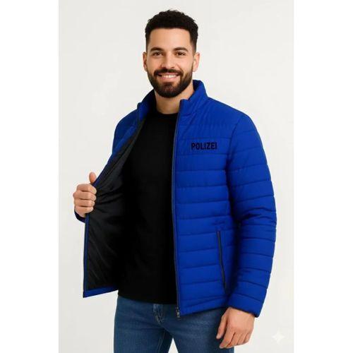 Erkek Mikro Su İtici Kapitone Baskılı Astarlı Fermuarlı Bomber Mont - Saks Mavisi