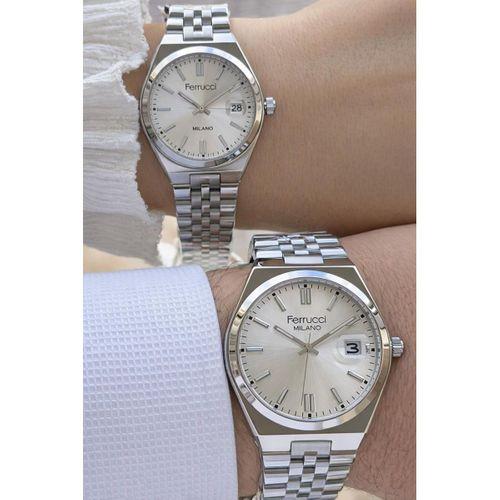 Ferrucci Sevgili Ve Çiftlere Özel Çelik Kordon 2 Yıl Garantili 3 Atm Çift Kol Saati CFT.SG001.05