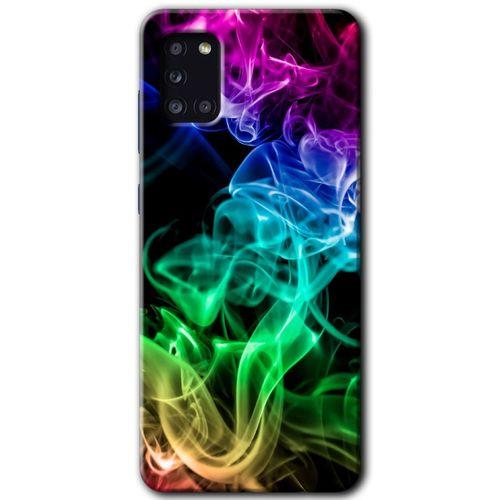 MRCİLETİSİM Samsung Galaxy A31 Kılıf HD Desen Baskılı Arka Kapak + Temperli Cam - Smoke Colorful