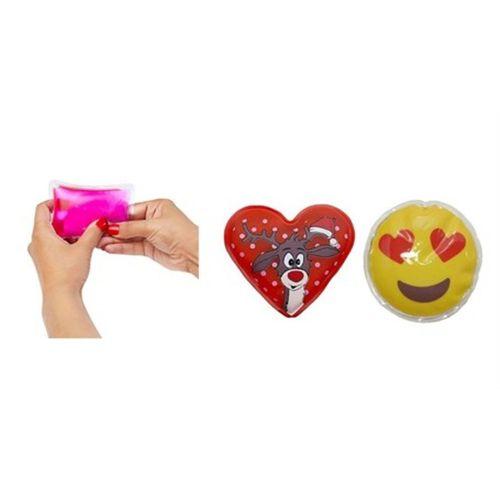 Kalp Emoji Kırmızı Geyik Cep Sobası,El Isıtıcı,İki Adet Sıcak Su Torbası Pvc  9Cm