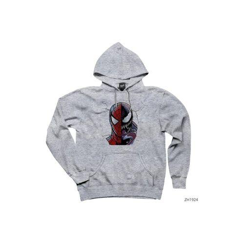 Venom vs Spiderman Gri Kapşonlu Sweatshirt Hoodie