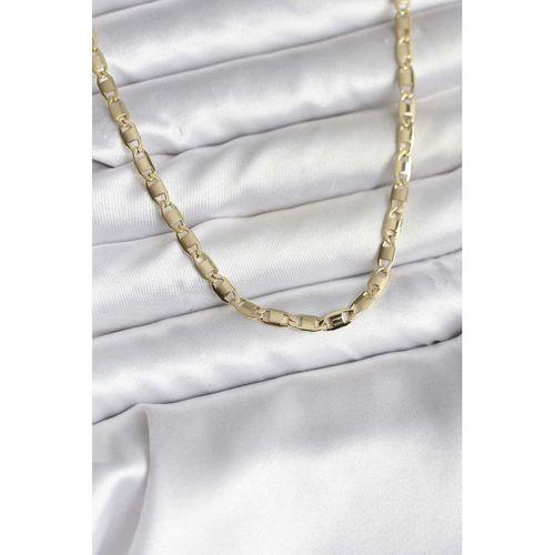 14K Gold Renk Kaplama Plaka Ezme Model Zincirli CM Kadın Kolye