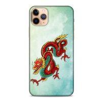 Apple Iphone 11 Pro Kılıf Dragons (25) Antişok Kapak Tatoo Sarı Kırmızı Ejderha