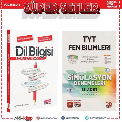 3D TYT Fen Bilimleri Deneme ve AKM Dil Bilgisi Soru Bankası Seti 2 Kitap