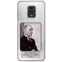 Xiaomi Redmi Note 9 Pro Kılıf Atatürk (1) Kılıfı Açık Gri