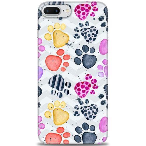 iPhone 7 Plus Kılıf HD Baskılı Kılıf - Renkli Patiler + Tam Ekran Koruyucu