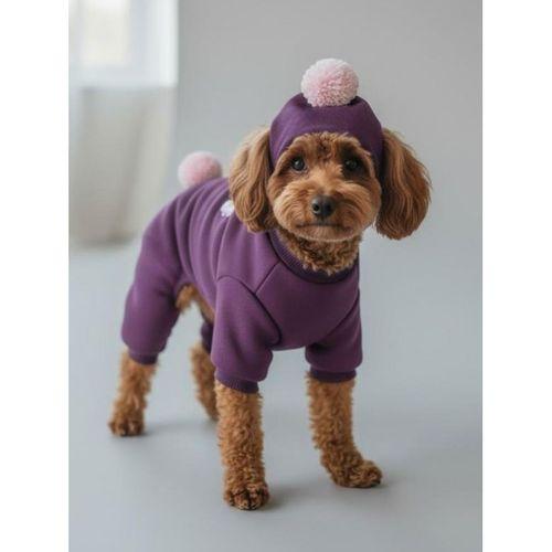 Purple PonPon Pony Köpek Tulumu & Bere Takımı | Şardonlu Polar Kumaş | Küçük Irk Köpekler İçin | Tüy Dökülmesini Azaltır