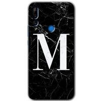 Potkal Hediye Fabrikası Huawei P Smart Z Kılıf HD Desen Baskılı Arka Kapak - Siyah Mermer Desenli M Harfi