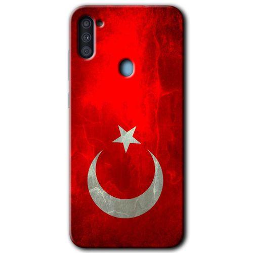 Samsung Galaxy M11 Kılıf Baskılı Kapak - Albayrak +Tam Kaplayan Mat Seramik