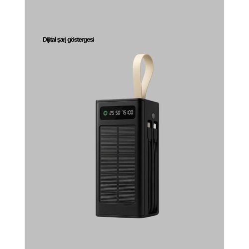 Led Aydınlatmalı Güneş Panelli Powerbank Seyahat Ve Kamp İçin