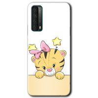 Huawei P Smart 2021 Kılıf Baskılı Kapak - Sevimli Kedi + 5D Tam Kaplayan Cam