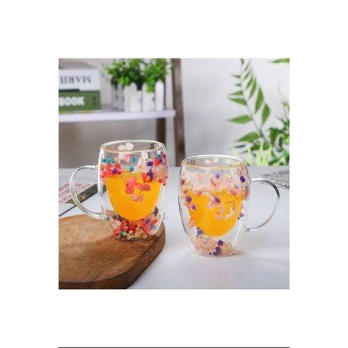 Organik Çiçekli Borosilikat Bardak 350 Ml. Royaleks-BRD-150 BH