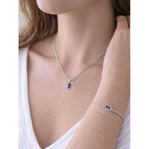 925 Ayar Gümüş Safir Taşlı Baget Kadın Kolye Bileklik Set