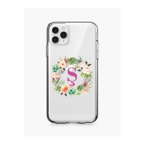 Mor Çiçekli Ş Harfli Şeffaf iPhone 11 Pro Telefon Kılıfı