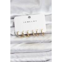 Zirkon Taşlı Gold Renk Pirinç Kadın Küpe Seti