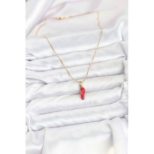 316L Çelik Gold Renk Kapya Kırmızı Biber Model Kadın Kolye