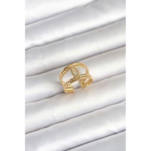 316L Çelik Gold Renk Burgu Düğüm Model Kadın Yüzük