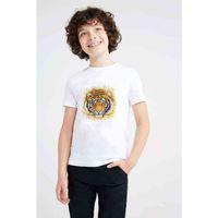 Kaplan Tiger Baskılı Unisex Çocuk Beyaz t-shirt