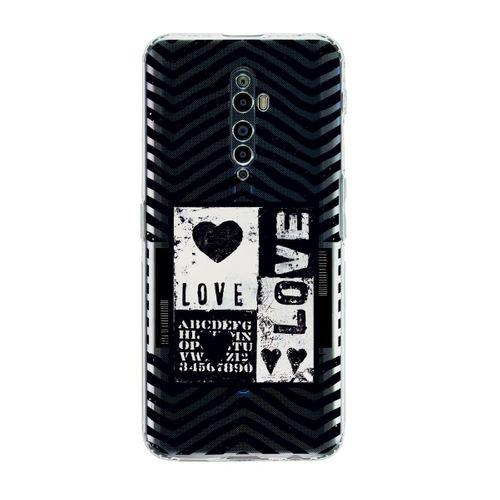 Oppo Reno 2z Black Love Premium Şeffaf Silikon Kılıf