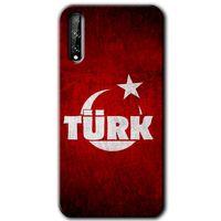 MRCİLETİSİM Huawei P Smart S Kılıf Baskılı Kapak - Ayyıldız Türk +Tam Kaplayan Mat Seramik