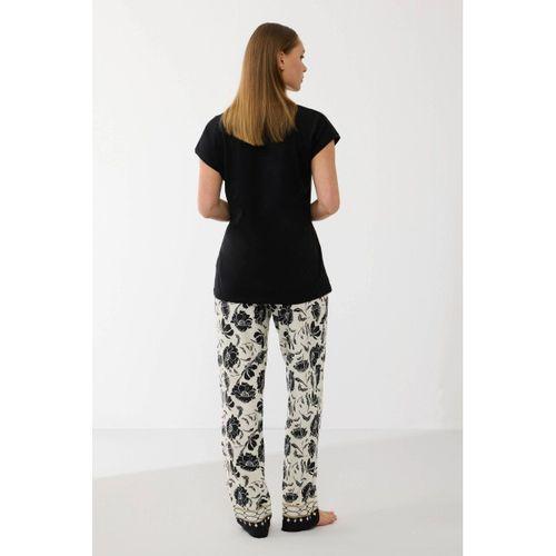 Anıl 11709 Kadın Kısa Kol Tencel Kumaş Desenli Pijama Takımı