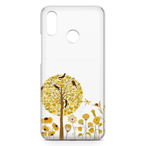 Huawei Nova 3e Kılıf Sarı Ağaç Ve Kuşlar Arka Kapak Koruma Desenli Full Koruyucu