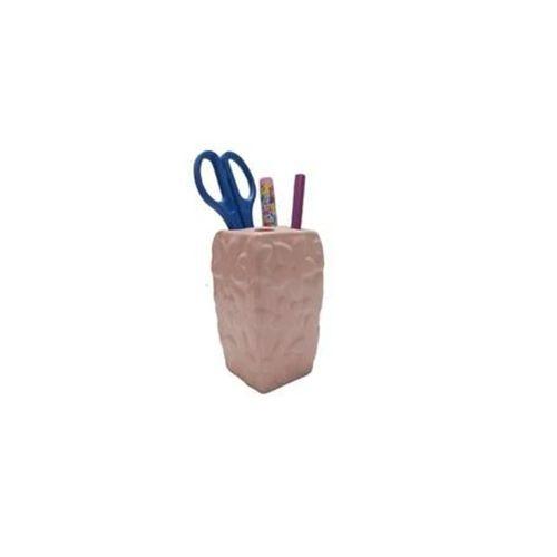 2 Adet Kalemlik Çiçekli Pembe Model Seramik Ofis Gereci  7X7X12Cm