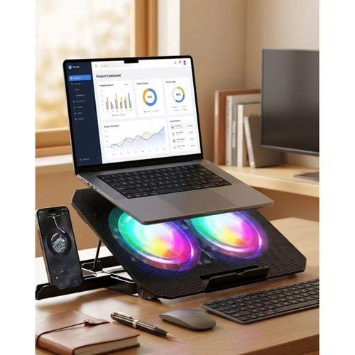 Çift Fanlı Laptop Soğutucu Rgb Işıklı Sessiz Notebook Standı