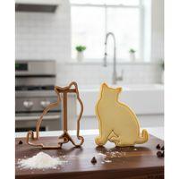 Yan Profili Hafif Dönük Oturan Kedi Kurabiye Kalıbı ve Hamur Kesici – Şeker Hamuru ve Oyun Hamuru İçin Tek Parça Kalıp