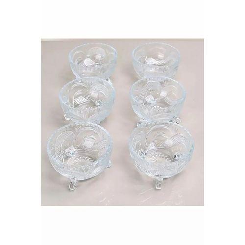 6'lı Kristal Lüx Ayaklı Cam Çerezlik Şekerlik Sunumluk Kase