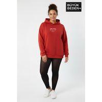 Kadın Büyük Beden Kapşonlu Rahat Kalıp Hoodie – Milano Italia Baskılı Sweatshırt SPR26BSWK967