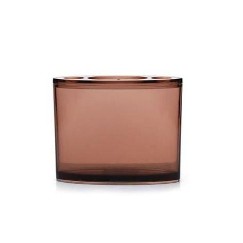 2 Adet Kalemlik Kahverengi Oval Akrilik  Ofis Gereci 10X13X5Cm