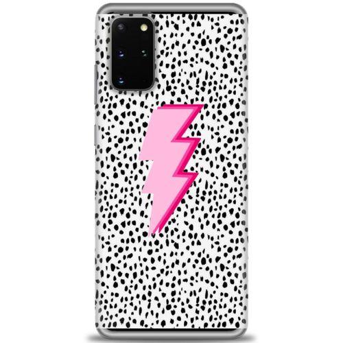 Samsung Galaxy S20 Plus Kılıf HD Baskılı Kılıf - Pembe Şimşek + Tam Ekran Koruyucu