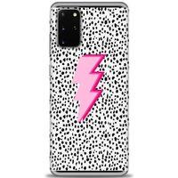 Samsung Galaxy S20 Plus Kılıf HD Baskılı Kılıf - Pembe Şimşek + Tam Ekran Koruyucu