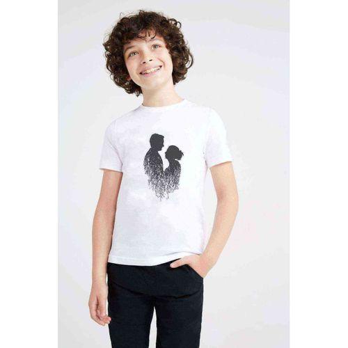 Silhouette Multiple Exposure Couple Baskılı Unisex Çocuk Beyaz t-shirt