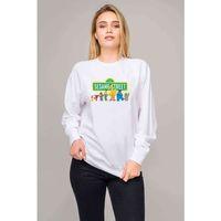 Susam Sokağı Baskılı Beyaz Kadın Sweatshirt