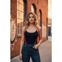 Kırmızı Kadın Kemer Omuz Detaylı İnce Deri Vücut Aksesuarı - Brf213