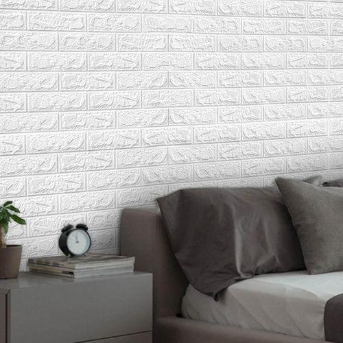 Beyaz Tuğla Desen 5 Adet Kendinden Yapışkanlı Duvar Paneli Kağıdı