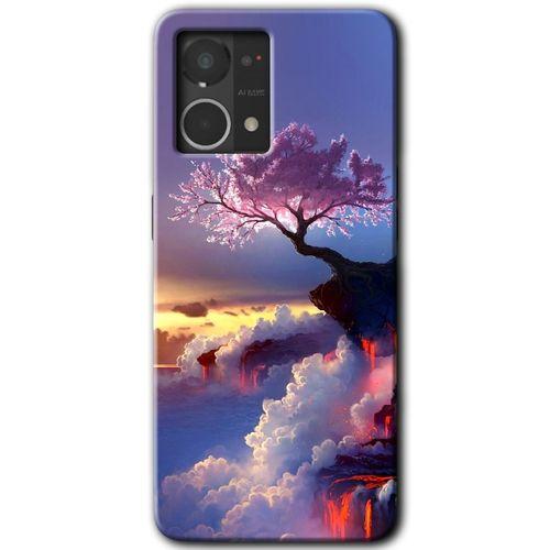 MRCİLETİSİM Oppo Reno 7 4G Kılıf HD Desen Baskılı Arka Kapak+Temperli Cam - Wash Red Wall