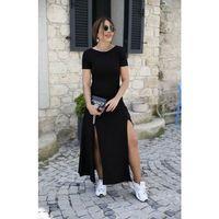 Kadın Kısa Kollu Sırt Dekolteli Yırtmaç Detaylı Viskon Elbise