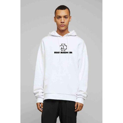 Rammstein Baskılı Beyaz Erkek Kapşonlu Sweatshirt