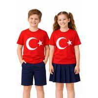 Türk Bayraklı Kız Erkek Çocuk Penye Tshirt BGL-ST05507