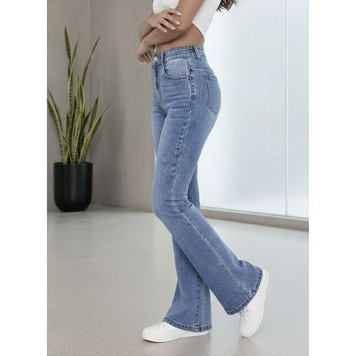 Kadın Yüksek Bel İspanyol Paça Kot Pantolon